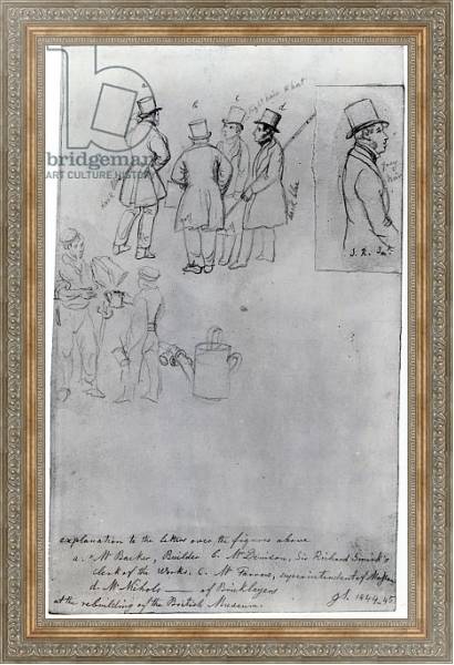 Постер Builders and Surveyors at the rebuilding of the British Museum, 1844 с типом исполнения На холсте в раме в багетной раме 484.M48.310