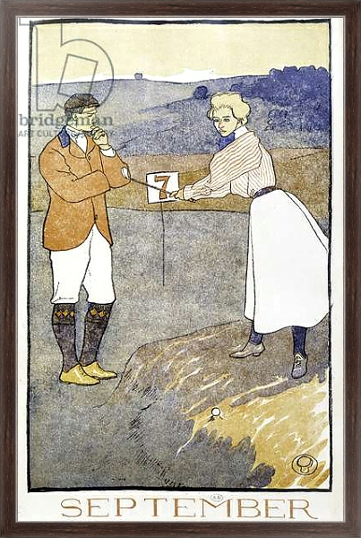 Постер Couple Playing Golf - in “” Golf Calendar”” by Edward Penfield, 1899 с типом исполнения На холсте в раме в багетной раме 221-02