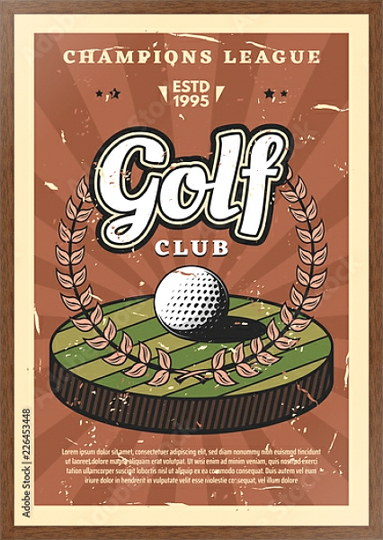 Постер Чемпионат мира по гольфу, ретро плакат с типом исполнения На холсте в раме в багетной раме 1727.4310