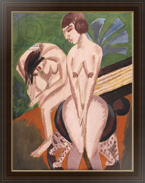 Постер Two Nudes in the Room; Zwei Akte im Raum, 1914 с типом исполнения На холсте в раме в багетной раме 1.023.151