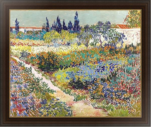 Постер Тропинка в цветущем саду с типом исполнения На холсте в раме в багетной раме 1.023.151