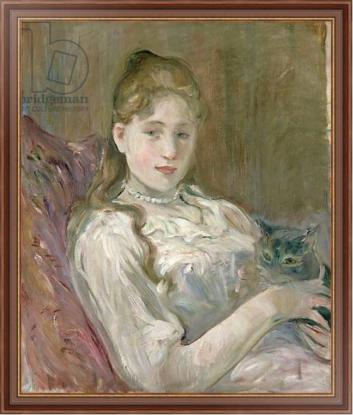 Постер Young Girl with Cat, 1892 с типом исполнения На холсте в раме в багетной раме 35-M719P-83