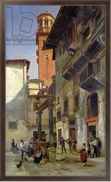 Постер Via Mazzanti, Verona, 1880 с типом исполнения На холсте в раме в багетной раме 221-02