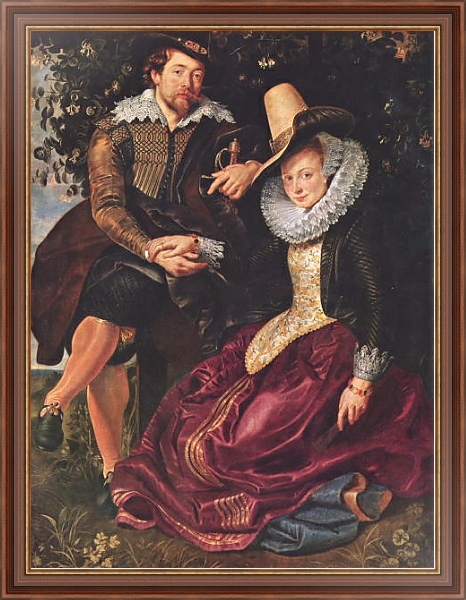 Постер Автопортрет с женой Изабеллой Брант в зарослях жимолости с типом исполнения На холсте в раме в багетной раме 35-M719P-83