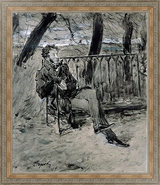 Постер Alexander Pushkin in a Park, 1899 с типом исполнения На холсте в раме в багетной раме 484.M48.310