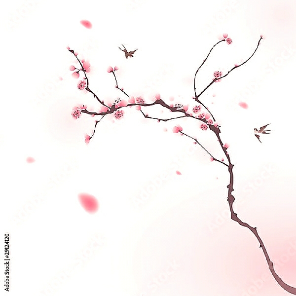 Постер Весна. Розовая дымка с типом исполнения На холсте без рамы
