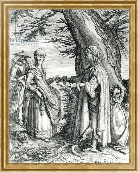 Постер The Fortune Teller, published by Nicolaes de Clerck, after Jacob de Gheyn II, 1608 с типом исполнения На холсте в раме в багетной раме NA033.1.051