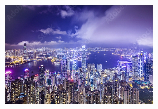 Постер Китай, Гогконг. Панорама с птичьего полета №10 с типом исполнения На холсте в раме в багетной раме 221-03