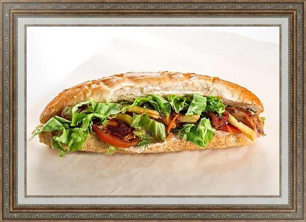 Постер Сэндвич с салатом с типом исполнения На холсте в раме в багетной раме 595.M52.330
