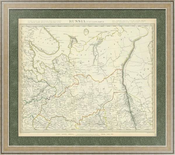 Постер Карта: Россия в Европе (Северная часть) с типом исполнения Акварель в раме в багетной раме 485.M40.584
