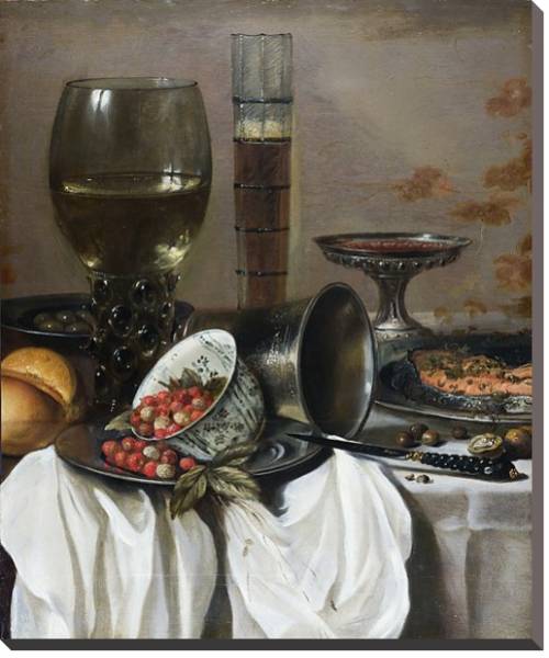 Постер Натюрморт с посудой для питья с типом исполнения На холсте без рамы