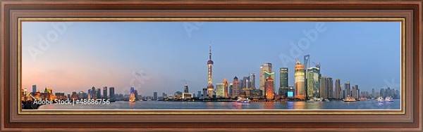 Постер Китай, Шанхай. Большая панорама на закате с типом исполнения На холсте в раме в багетной раме 35-M719P-83