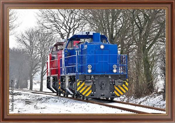 Постер Поезд на железной дороге с типом исполнения На холсте в раме в багетной раме 35-M719P-83