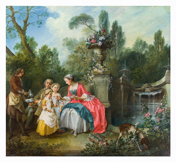 Постер Кофепитие в саду с типом исполнения На холсте в раме в багетной раме 221-03