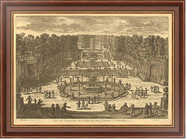 Постер Вид на парк с террасами и тремя фонтанами с типом исполнения На холсте в раме в багетной раме 35-M719P-83