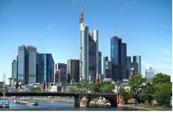 Постер Германия. Франкфурт. Панорама с типом исполнения На холсте без рамы