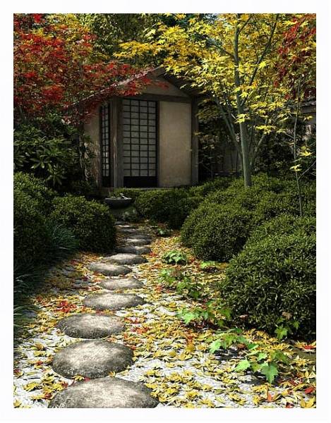 Постер Японский садик 2 с типом исполнения На холсте в раме в багетной раме 221-03