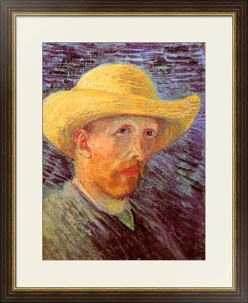 Постер Автопортрет с соломенной шляпой с типом исполнения Под стеклом в багетной раме 1.023.036