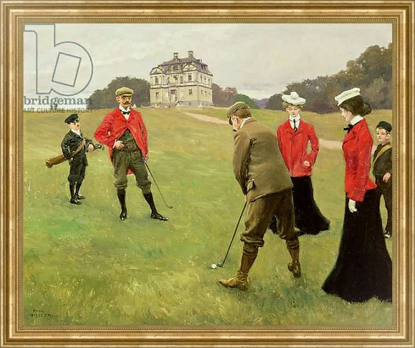 Постер Golf Players at Copenhagen Golf Club с типом исполнения На холсте в раме в багетной раме NA033.1.051