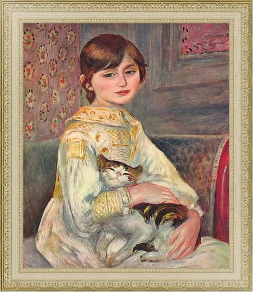 Постер Портрет мадемуазель Жюли Мане с кошкой с типом исполнения На холсте в раме в багетной раме 484.M48.725