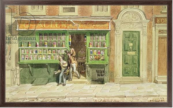 Постер Colourman's Shop, St Martin's Lane, 1829 с типом исполнения На холсте в раме в багетной раме 221-02