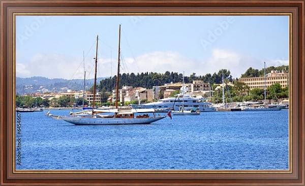 Постер Яхта в море у берегов Греции с типом исполнения На холсте в раме в багетной раме 35-M719P-83