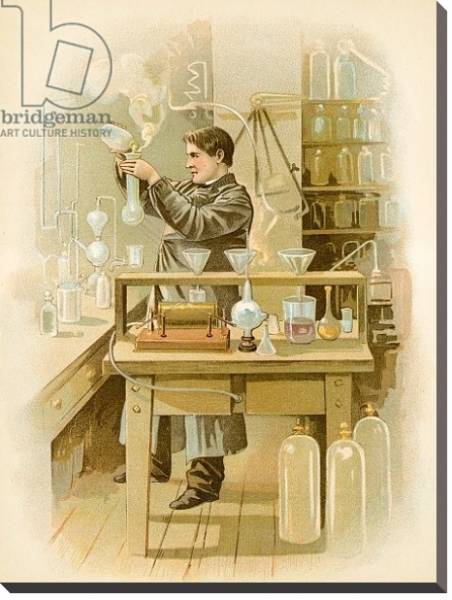 Постер Thomas Edison in his laboratory с типом исполнения На холсте без рамы
