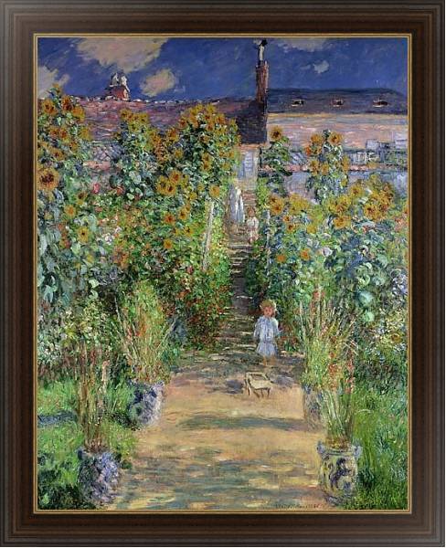 Постер Monet's garden at V?theuil с типом исполнения На холсте в раме в багетной раме 1.023.151