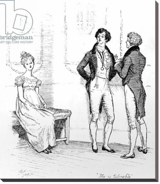 Постер 'She is tolerable', illustration from 'Pride & Prejudice' by Jane Austen, edition published in 1894 с типом исполнения На холсте без рамы