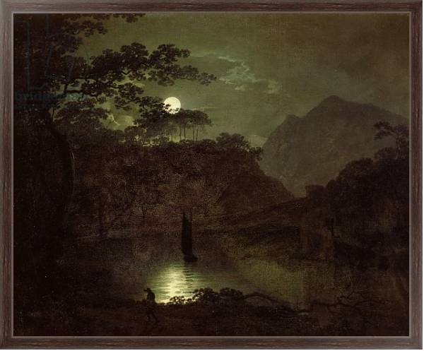 Постер A Lake by Moonlight, c.1780-82 с типом исполнения На холсте в раме в багетной раме 221-02