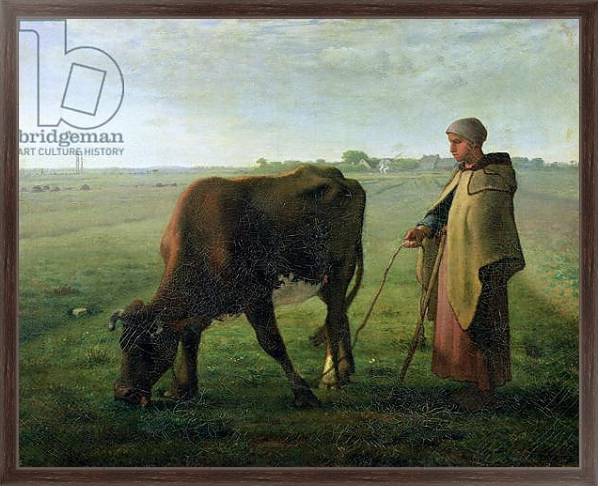 Постер Woman Grazing her Cow, 1858 с типом исполнения На холсте в раме в багетной раме 221-02