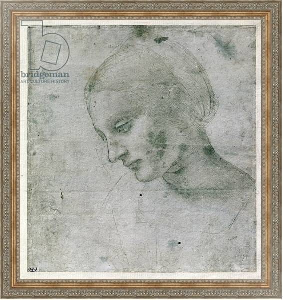 Постер Head of a Young Woman or Head of the Virgin, c.1490 с типом исполнения На холсте в раме в багетной раме 484.M48.310