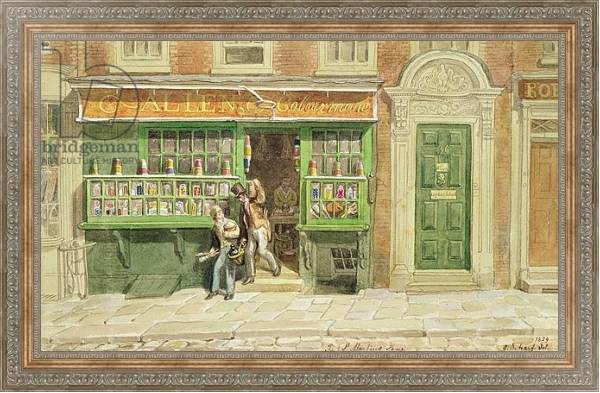 Постер Colourman's Shop, St Martin's Lane, 1829 с типом исполнения На холсте в раме в багетной раме 484.M48.310