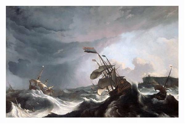 Постер Ships in Distress in a Heavy Storm с типом исполнения На холсте в раме в багетной раме 221-03
