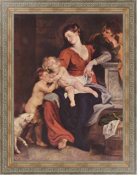 Постер Святое семейство с корзиной с типом исполнения На холсте в раме в багетной раме 484.M48.310
