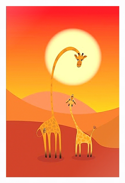Постер Жирафы с типом исполнения На холсте в раме в багетной раме 221-03