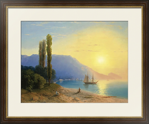 Постер Восход солнца у берегов Ялты с типом исполнения Под стеклом в багетной раме 1.023.036