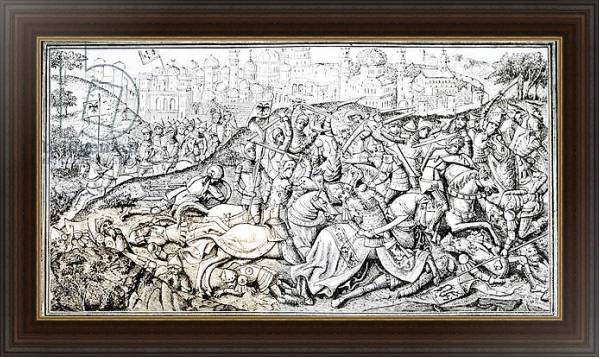 Постер Facsimile of the Conquest of Jerusalem by Charlemagne, from the 'Chroniques de Charlemagne' с типом исполнения На холсте в раме в багетной раме 1.023.151