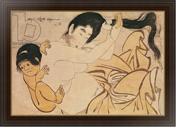 Постер Yama-Uba, the Woman of the Mountain, with Kintoki, her Baby с типом исполнения На холсте в раме в багетной раме 1.023.151