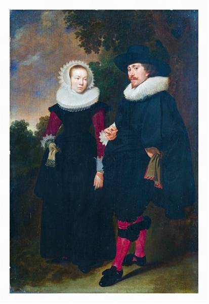 Постер Портрет мужчины и женщины с типом исполнения На холсте в раме в багетной раме 221-03