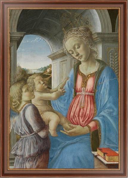 Постер Дева Мария с младенцем и ангелом с типом исполнения На холсте в раме в багетной раме 35-M719P-83