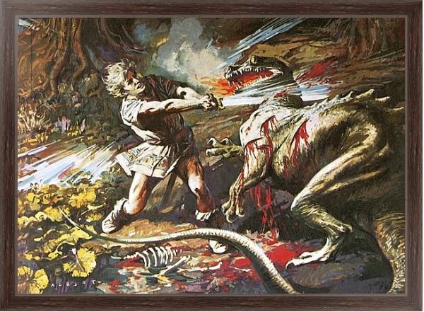 Постер Sigurd slaying the dragon Fafnir с типом исполнения На холсте в раме в багетной раме 221-02
