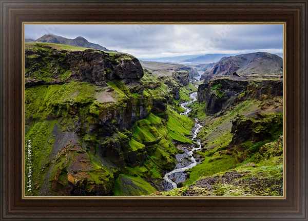 Постер Исландия, горы Торсмёрк с типом исполнения На холсте в раме в багетной раме 1.023.151