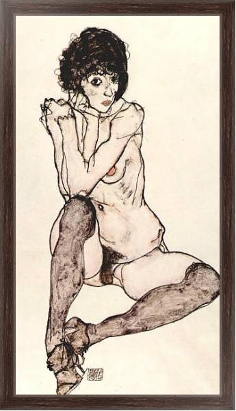 Постер Сидящая обнаженная 2 с типом исполнения На холсте в раме в багетной раме 221-02