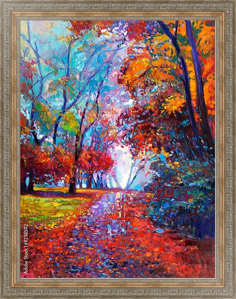 Постер Осенний пейзаж 3 с типом исполнения На холсте в раме в багетной раме 484.M48.310
