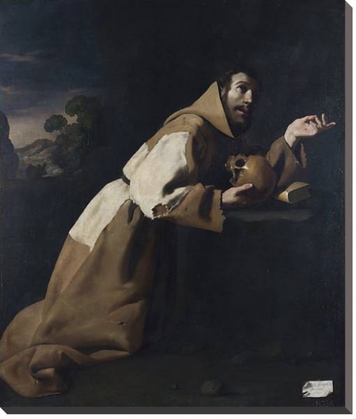 Постер Святой Франсис медитирует с типом исполнения На холсте без рамы