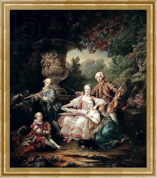 Постер Louis du Bouchet Marquis de Sourches and his Family, 1750 с типом исполнения На холсте в раме в багетной раме NA033.1.051