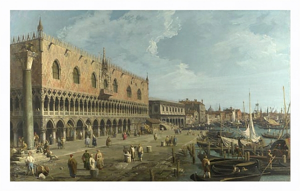 Постер Венеция - Дворец Дожей и Рива дельи Скьявони с типом исполнения На холсте в раме в багетной раме 221-03