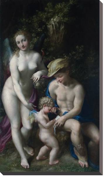 Постер Венера с Меркурием и Купидоном с типом исполнения На холсте без рамы