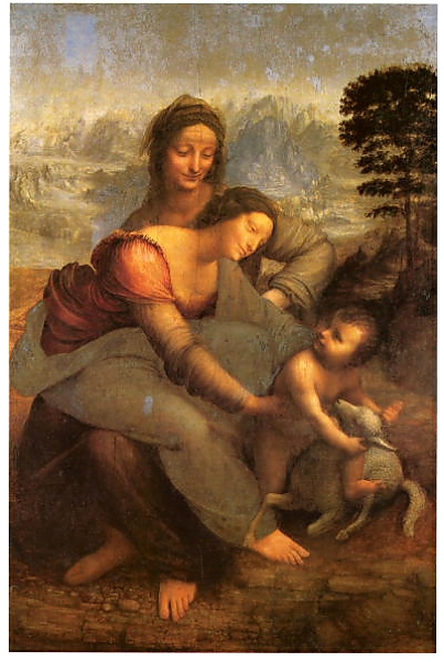 Постер Анна, Мария и младенец Иисус с типом исполнения На холсте без рамы